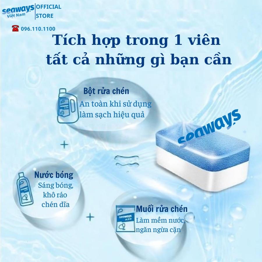 Thùng 20 túi viên rửa chén SEAWAYS 3 trong 1 - Dùng cho mọi loại máy rửa chén - (35 viên x 8gr)/túi