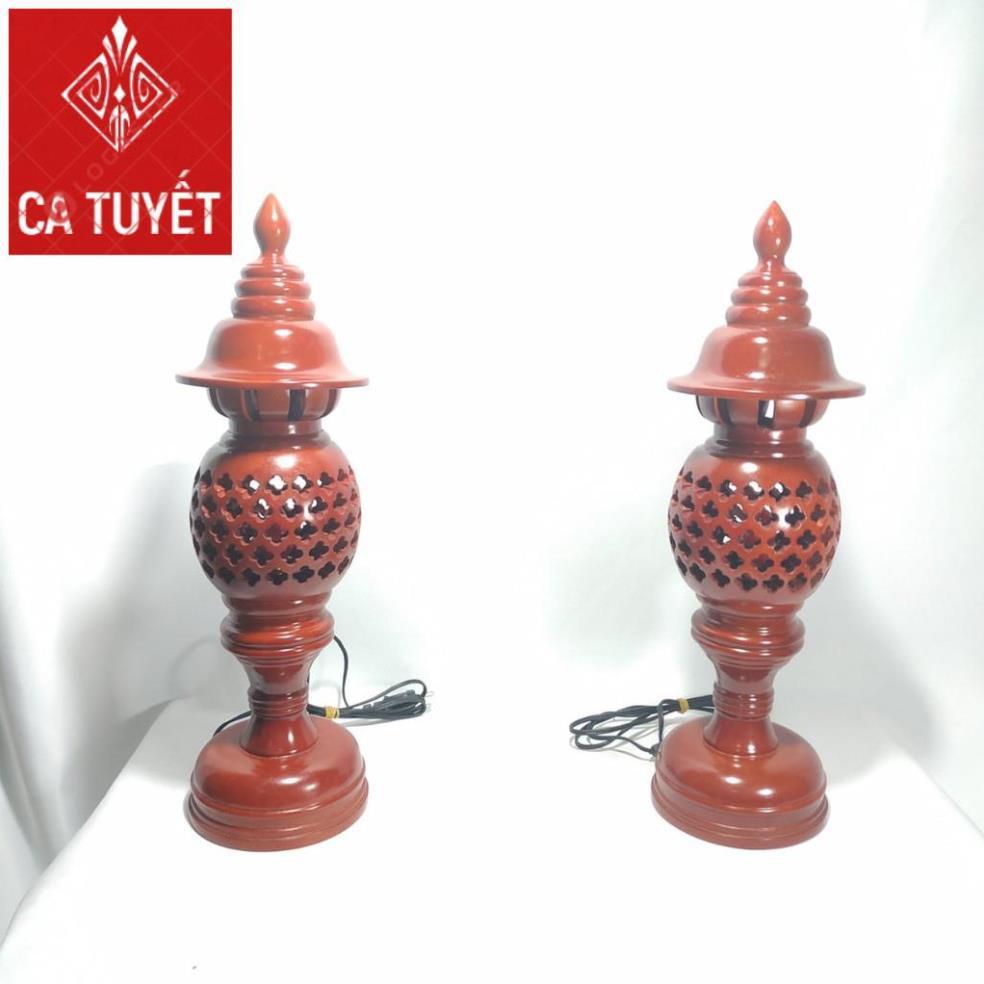 BỘ ĐÈN THỜ PHONG THỦY GỖ HƯƠNG ĐỎ CHUẨN 100%-ĐÃ KÈ BÓNG THỜ ( LOẠI CAO 41CM) ẢNH THẬT