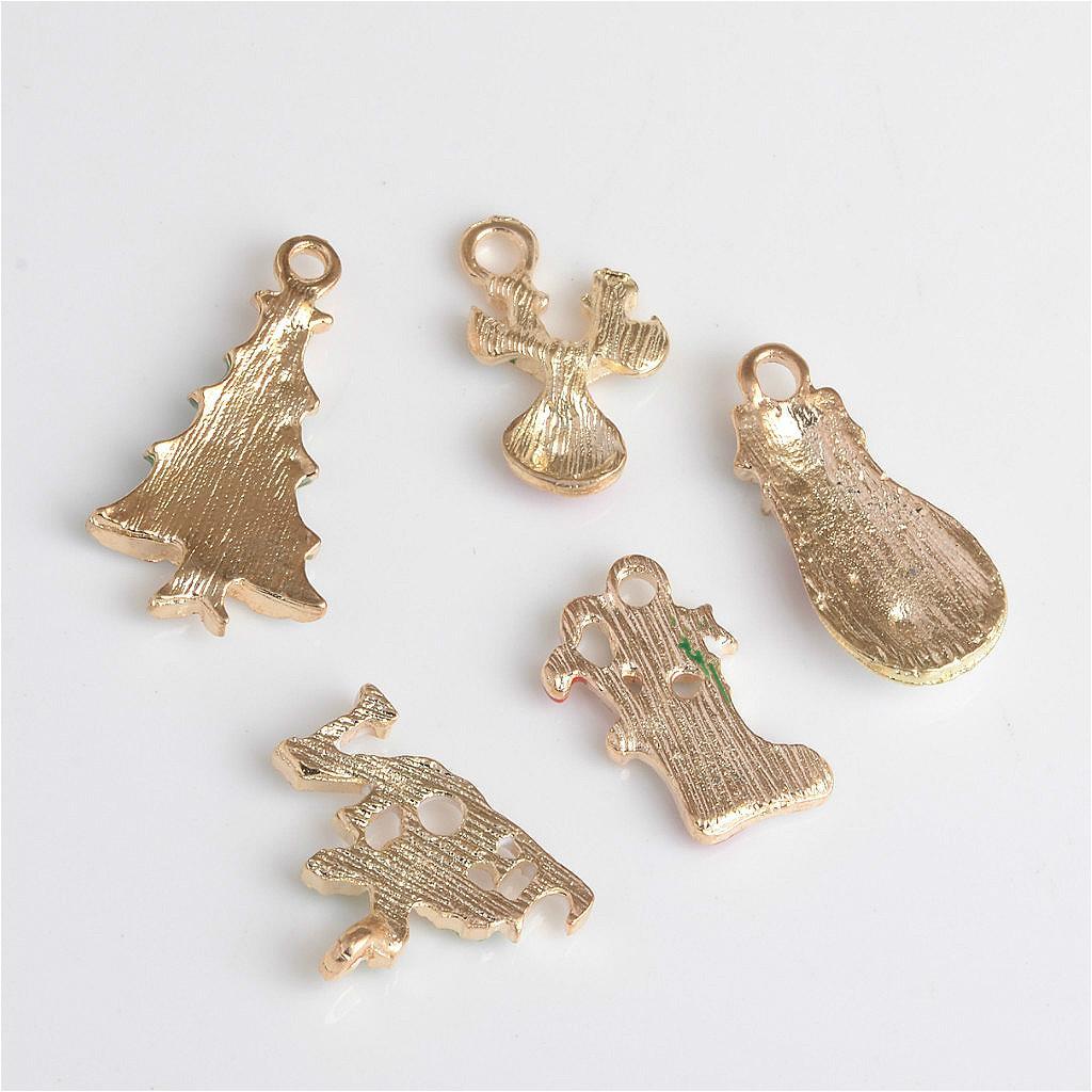 10 Pieces Mixed Enamel Christmas Charms Pendants DIY Xmas Jewelry Gifts Decorations &amp; 50 Pieces Assorted Resin Flatback Cabochons Christmas Beads Embellishments for DIY Crafts