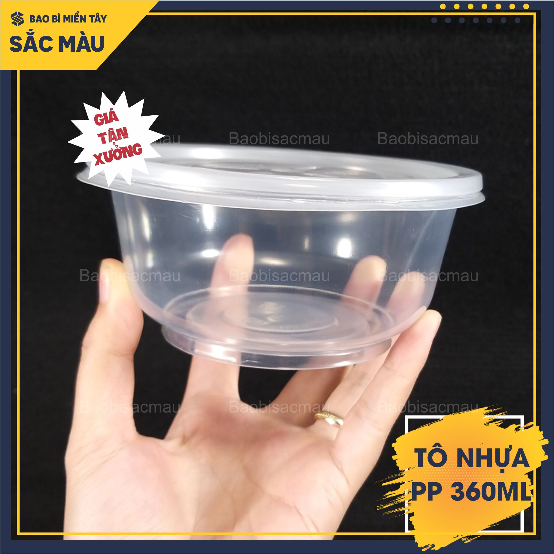 Set 50 Tô nhựa PP 360ml kèm nắp, tô nhựa đựng thực phẩm, chịu nhiệt tốt