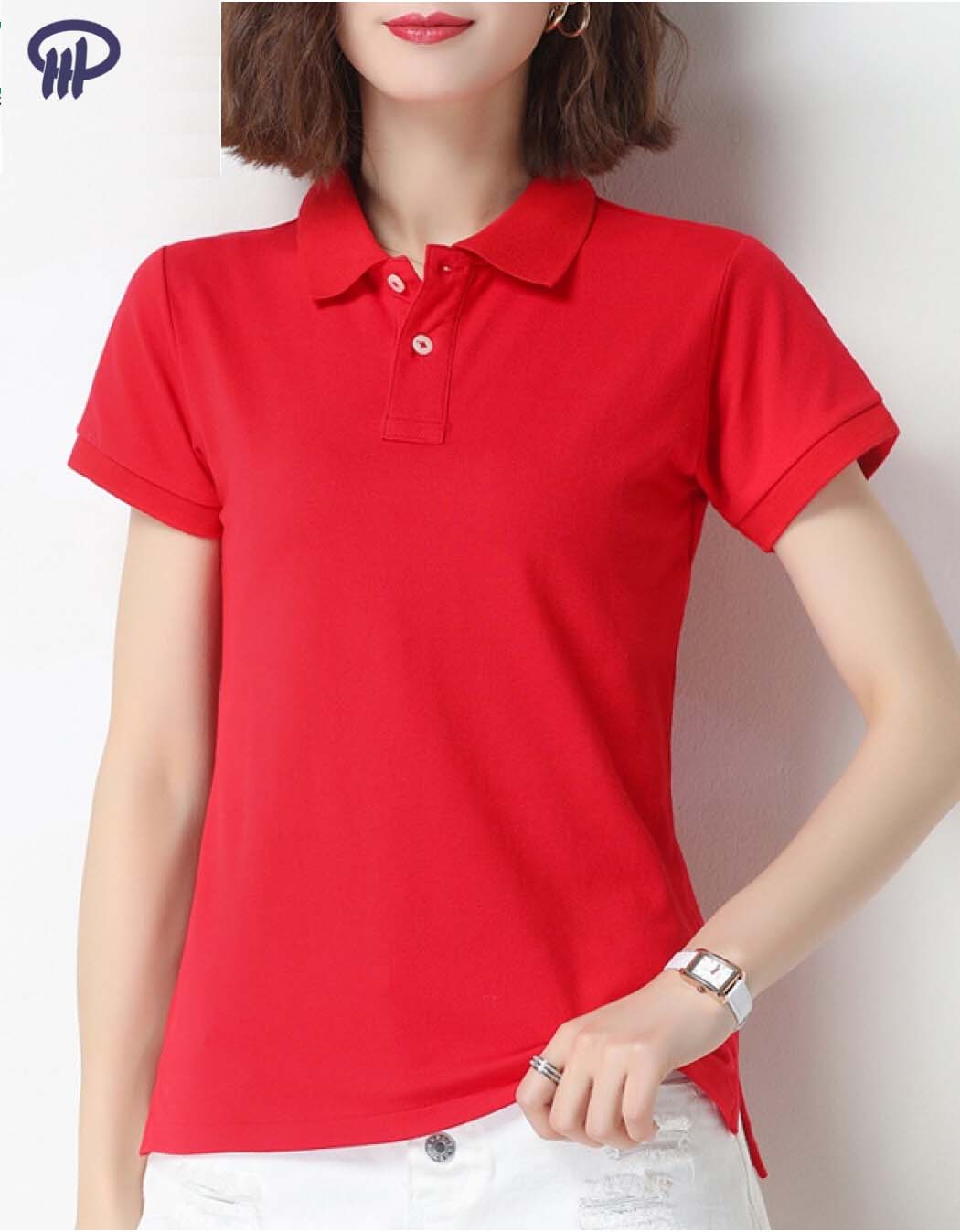 Áo thun Polo trơn nữ có cổ Phúc An 4054 có size lớn