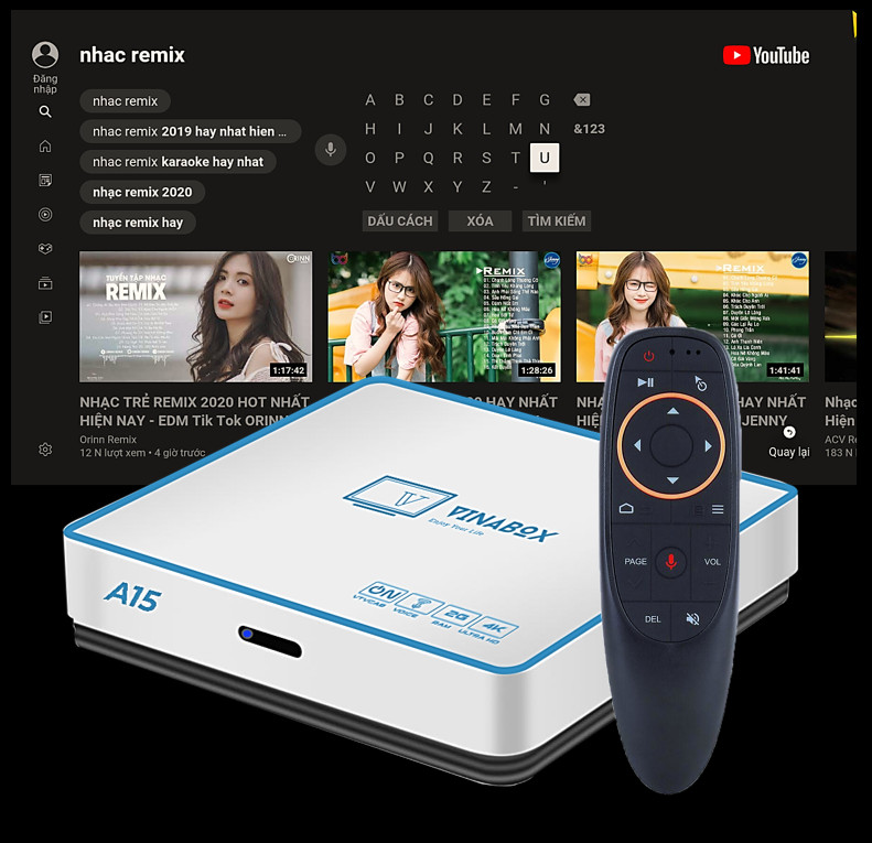 Android TV Box Vinabox A15 2020 Có Điều khiển giọng nói Ram 2G/ Rom 16G - Hàng Chính Hãng