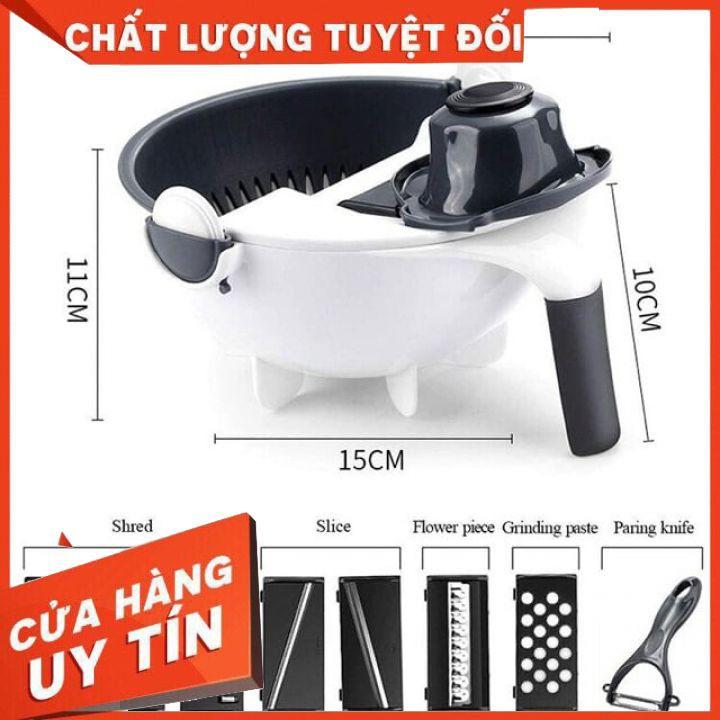 Bộ Nạo Rau Củ Đa Năng Kèm Rổ Đựng và Chậu 9 in 1, Bào Rau Củ Quả Tiện Lợi Kiểu Dáng Sang Trọng