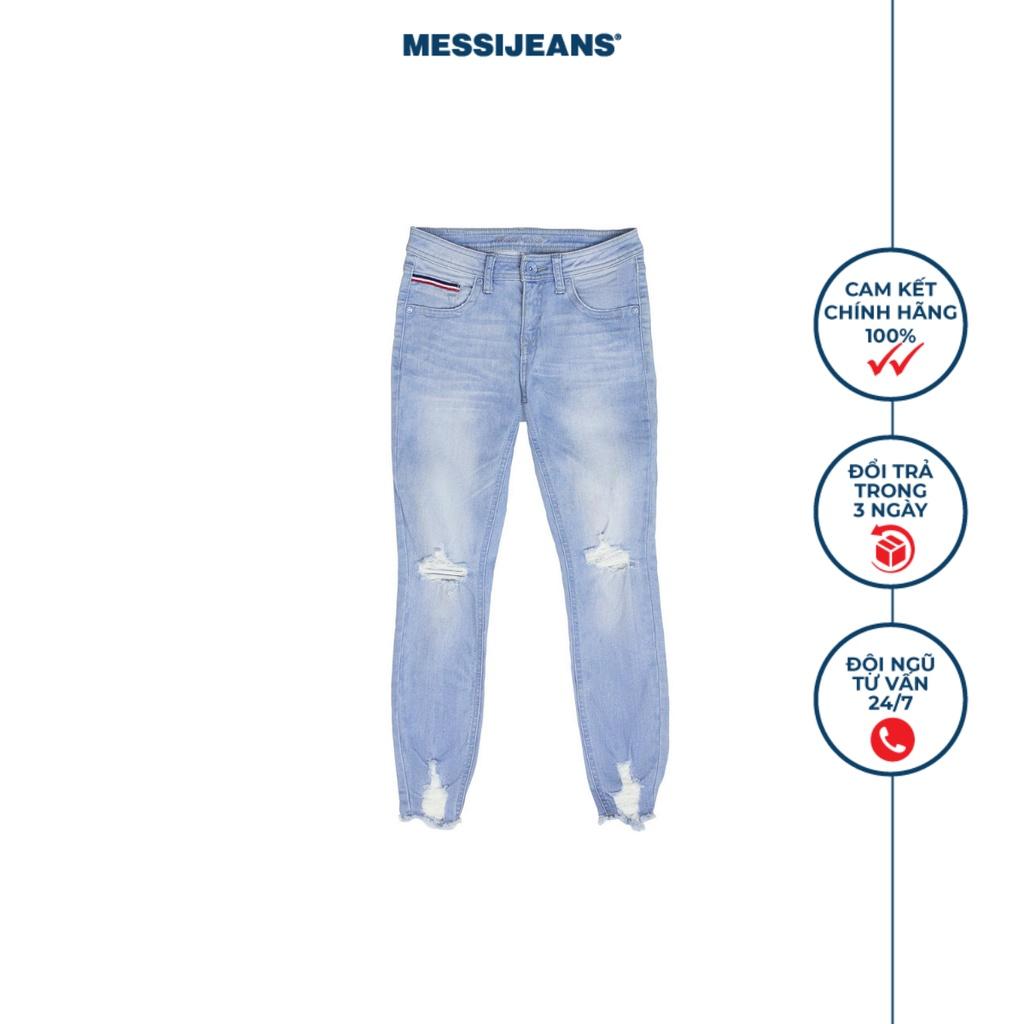 Quần jeans lửng nữ ống ôm màu nhạt MESSI SJW-656-18