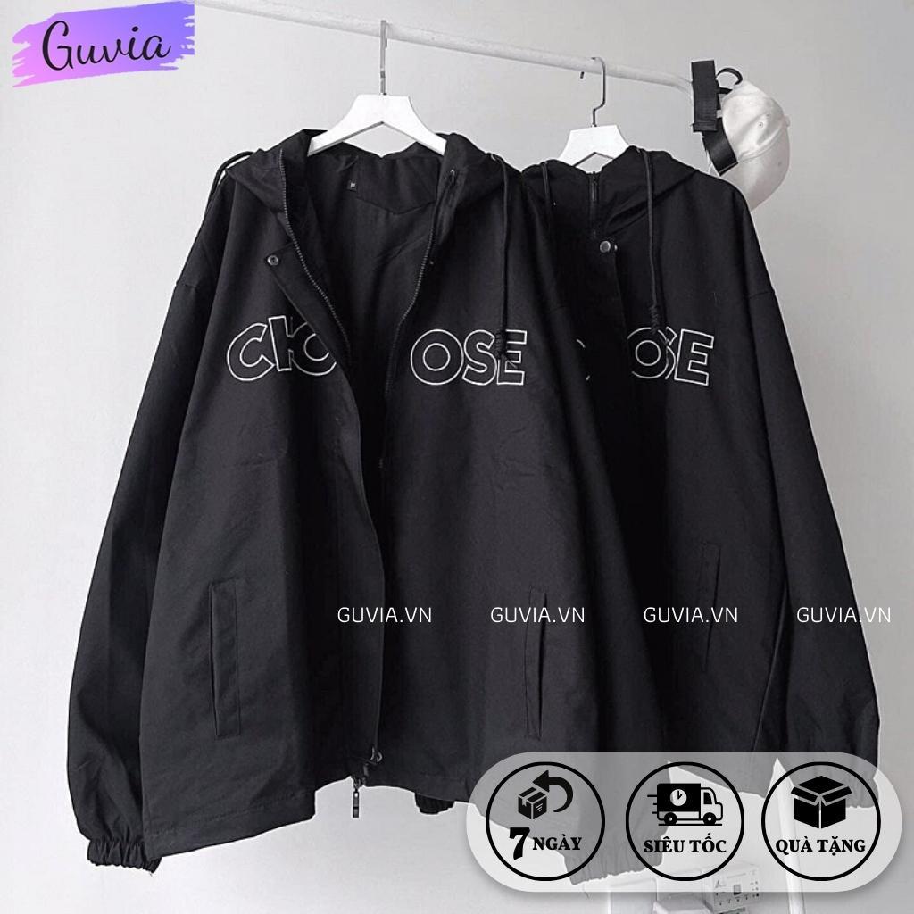 Áo Khoác Kaki CHOOSE Nam Nữ Ulzzang Unisex 2 Lớp Form Rộng Thể Thao Có Nón Trùm
