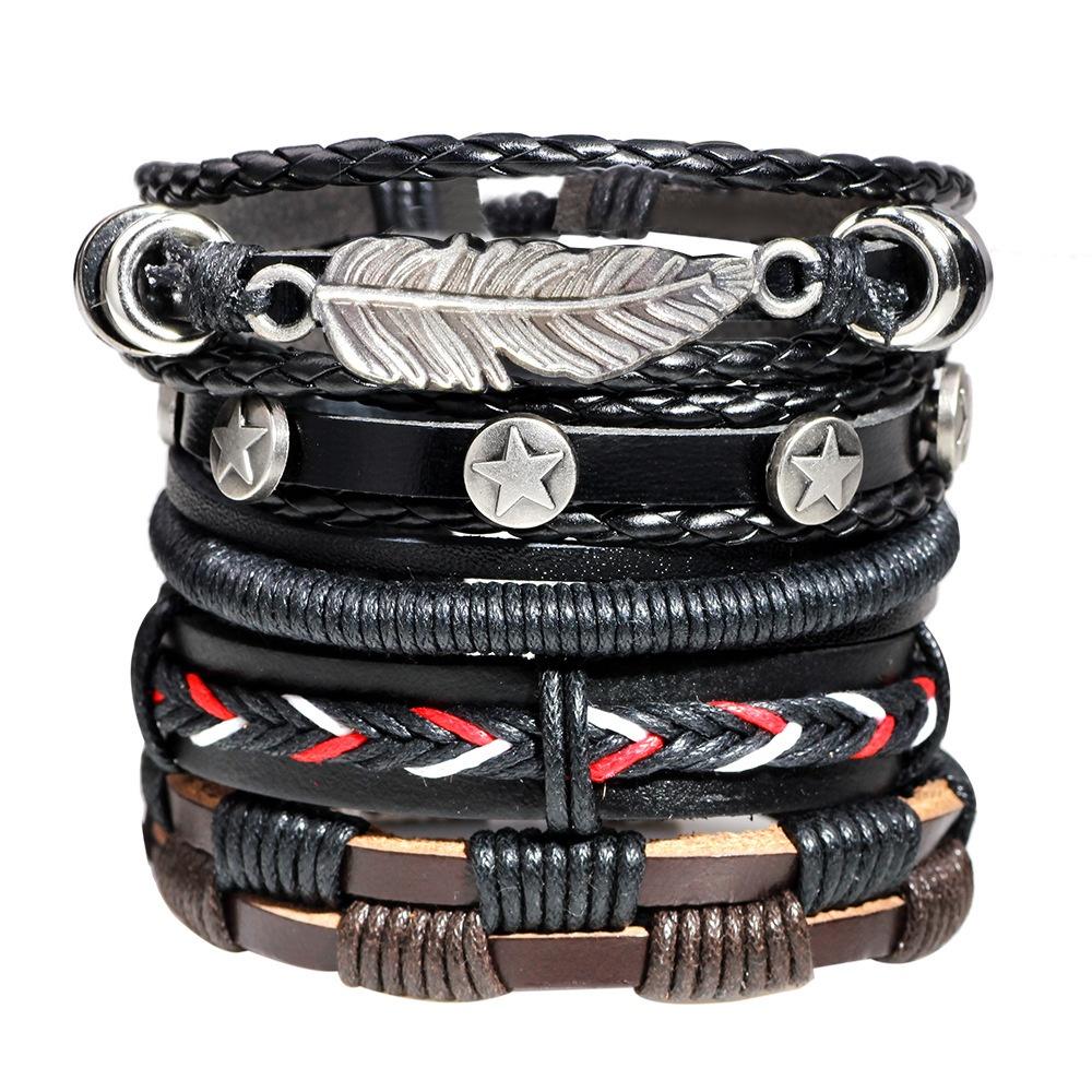 Combo 5 Vòng Đeo Tay Da Cá Tính, Vòng Tay Da Handmade