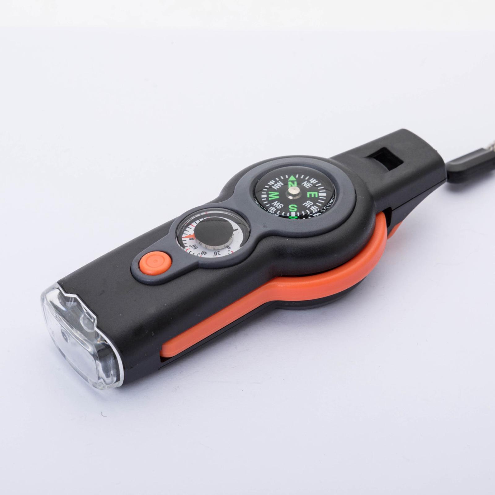 7-in-1 Emergency Survival Safety Whistle Reflector Mirror LED Signal Lights