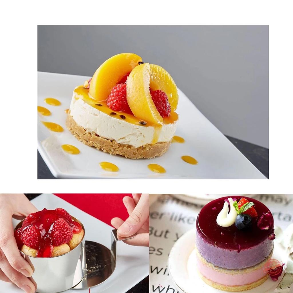 Set of 5 - Round Stainless Steel Cake Rings, Mousse and Pastry Baking Ring Mold Cutter Baking Mould Tools