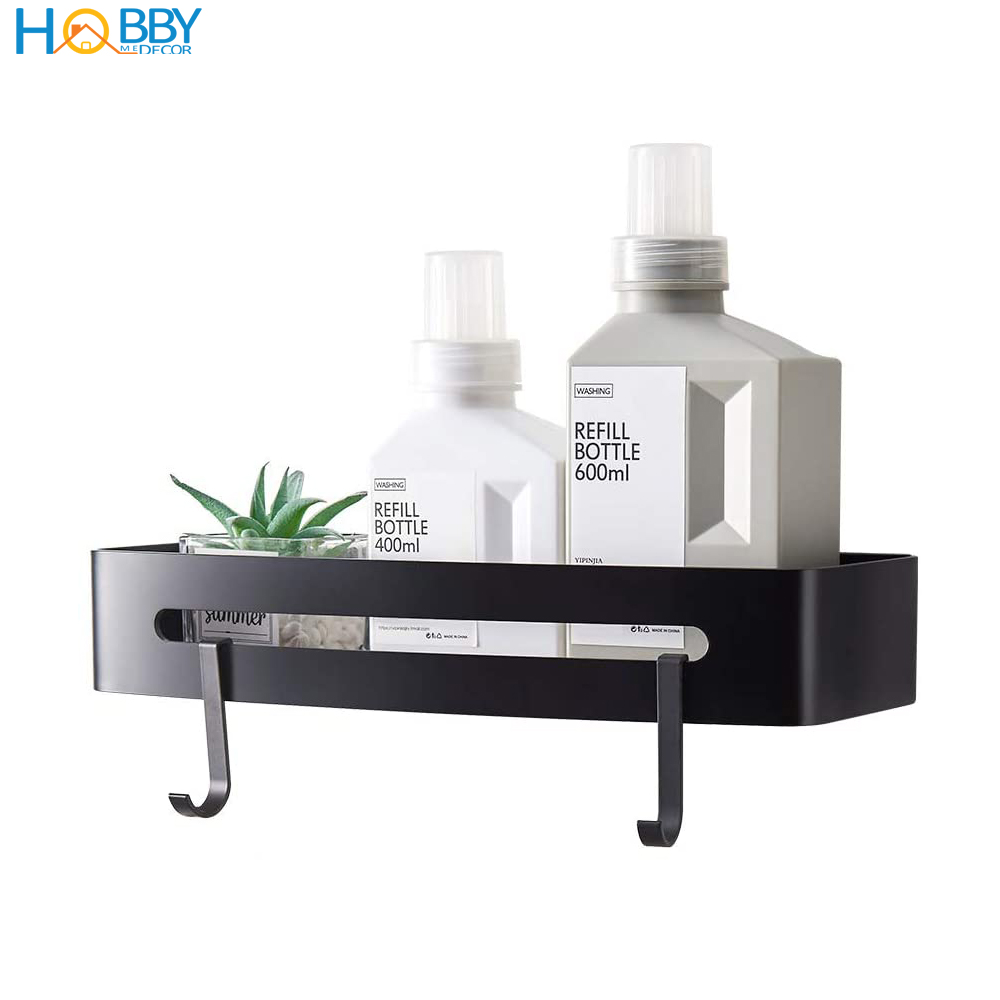 Kệ chữ nhật phòng tắm Inox 304 HOBBY Home Decor KCN3 màu đen gắn tường - có sẵn đinh ốc và không rỉ sét