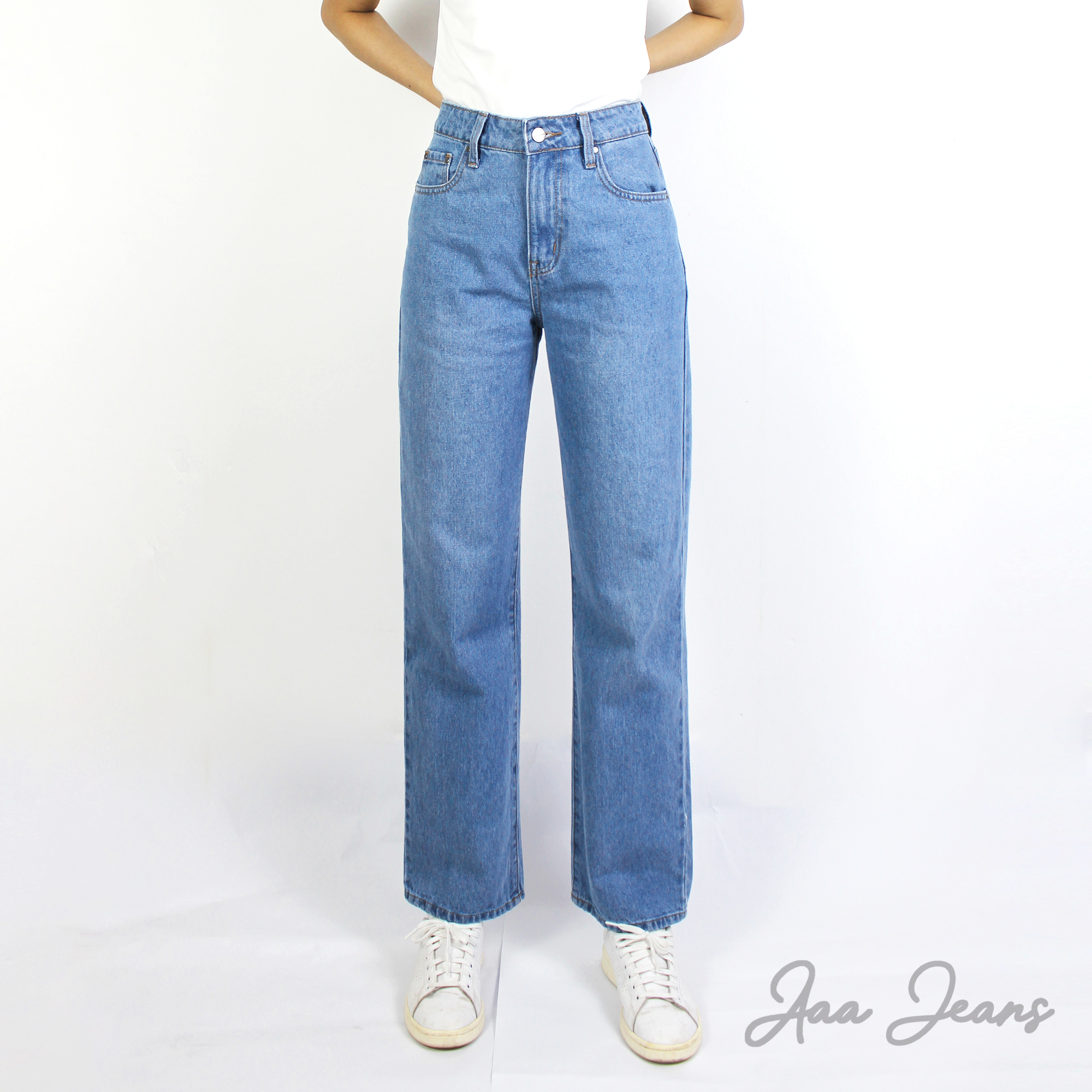 Quần Jean Ống Rộng Nữ Lưng Cao Baby Blue Aaa Jeans