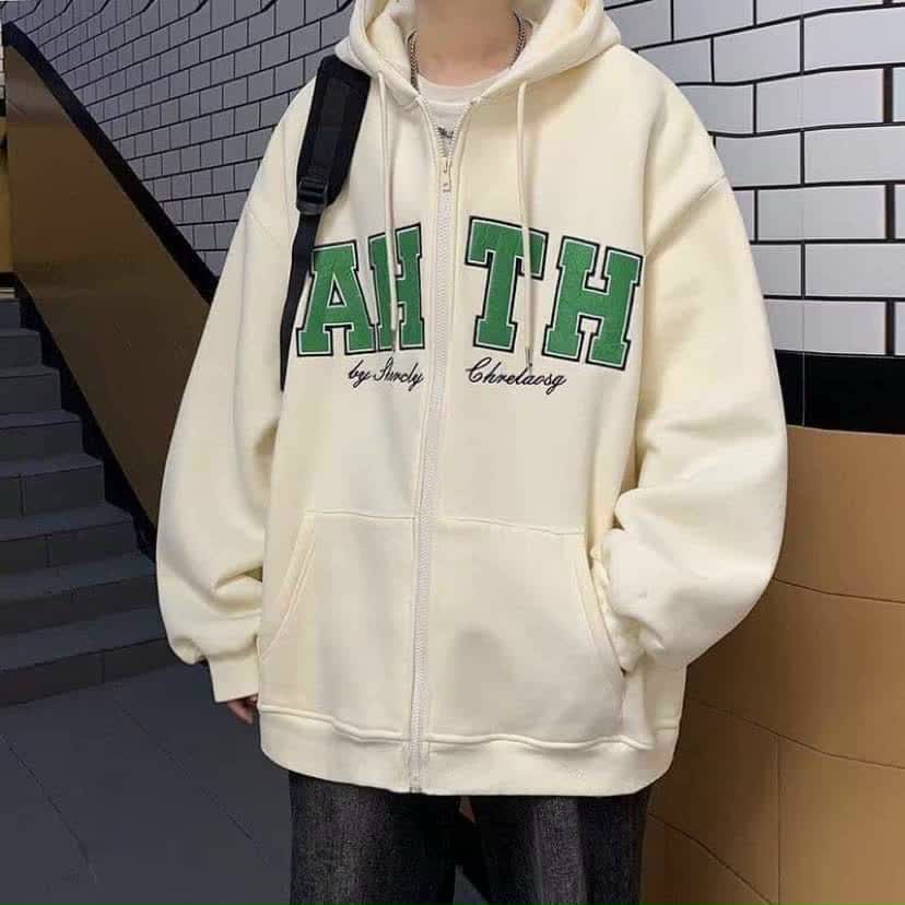 ÁO KHOÁC HOODIE NAM IN CHỮ AHTH FORM RỘNG CHÁT NỈ DÀY DẶN