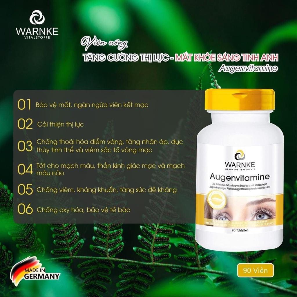 Viên Uống Bổ Mắt Warnke Augenvitamine, Giúp Tăng Cường Thị Lực, Giảm Đau Mỏi Mắt, Nhập Đức, 90 Viên