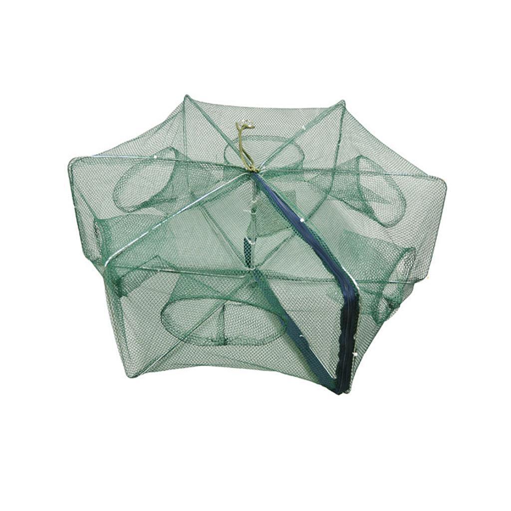 4 Foldable Fishing Crab Net Trap Cast Dip Cage Fish Prawn Shrimp Net 6 Holes
