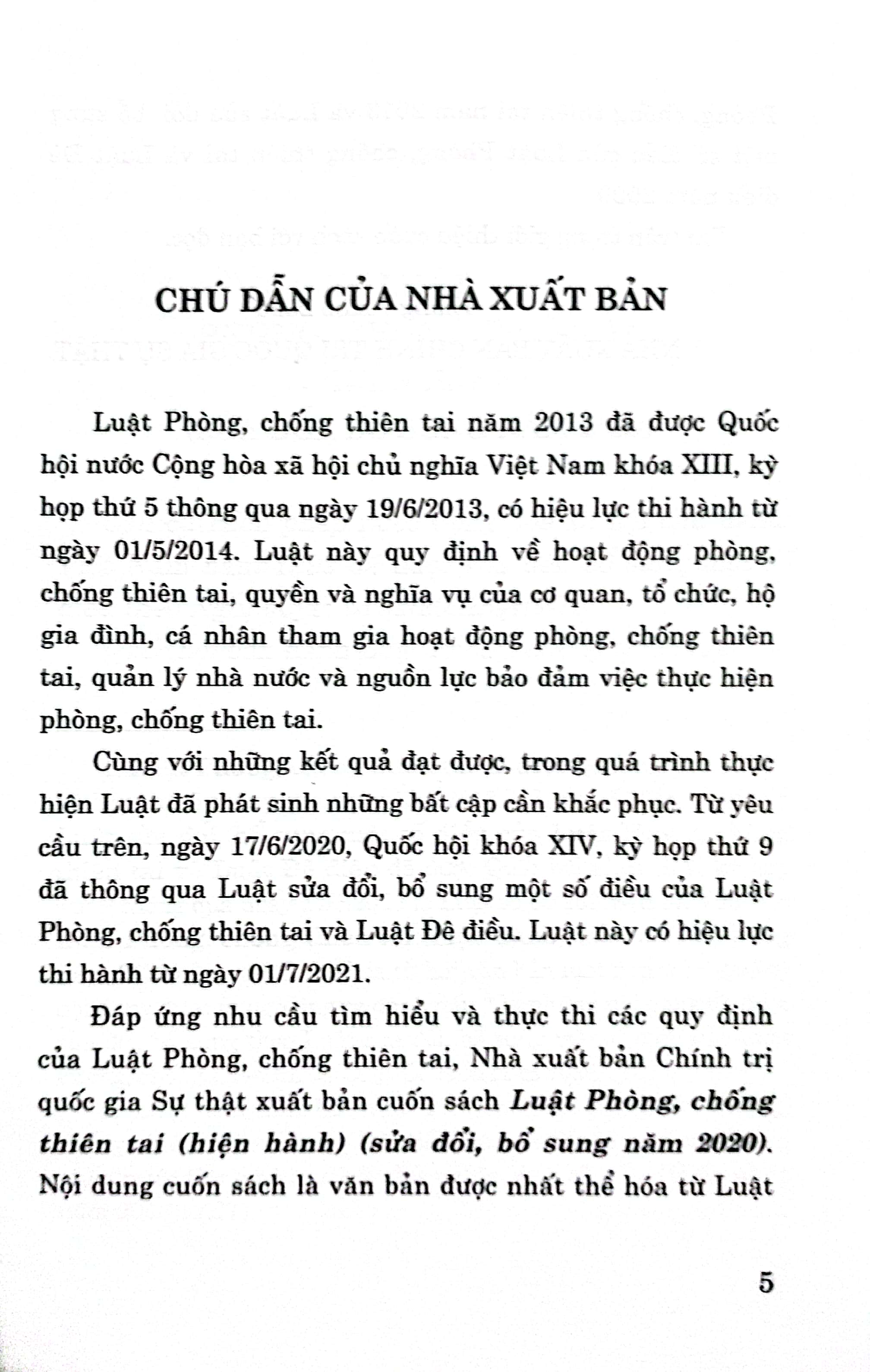 Luật Phòng, chống thiên tai (Hiện hành) (Sửa đổi, bổ sung năm 2020)