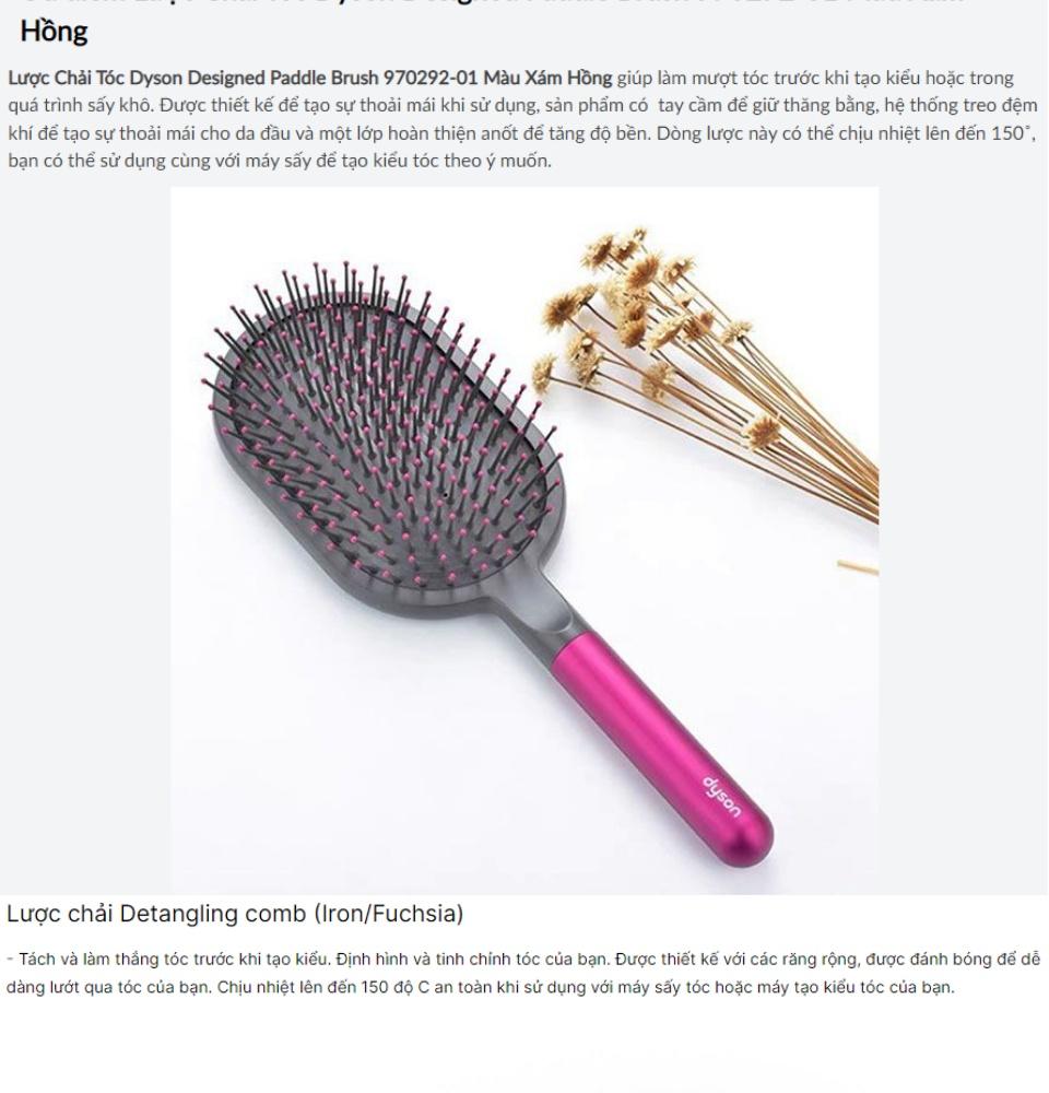 Bộ Lược Chải Tóc Dyson, Dyson Comb, Dyson Brush Kit, Set Lược Gồm 1 Lược Đệm Không Khí, 1 Lược Răng Rộng, Hàng Nhập Khẩu