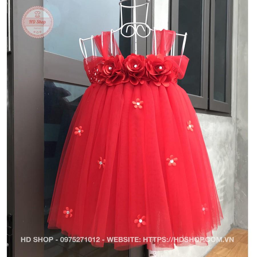 Váy đỏ dự tiệc cho bé ️FREESHIP️ Váy thôi nôi thiết kế cho bé gái