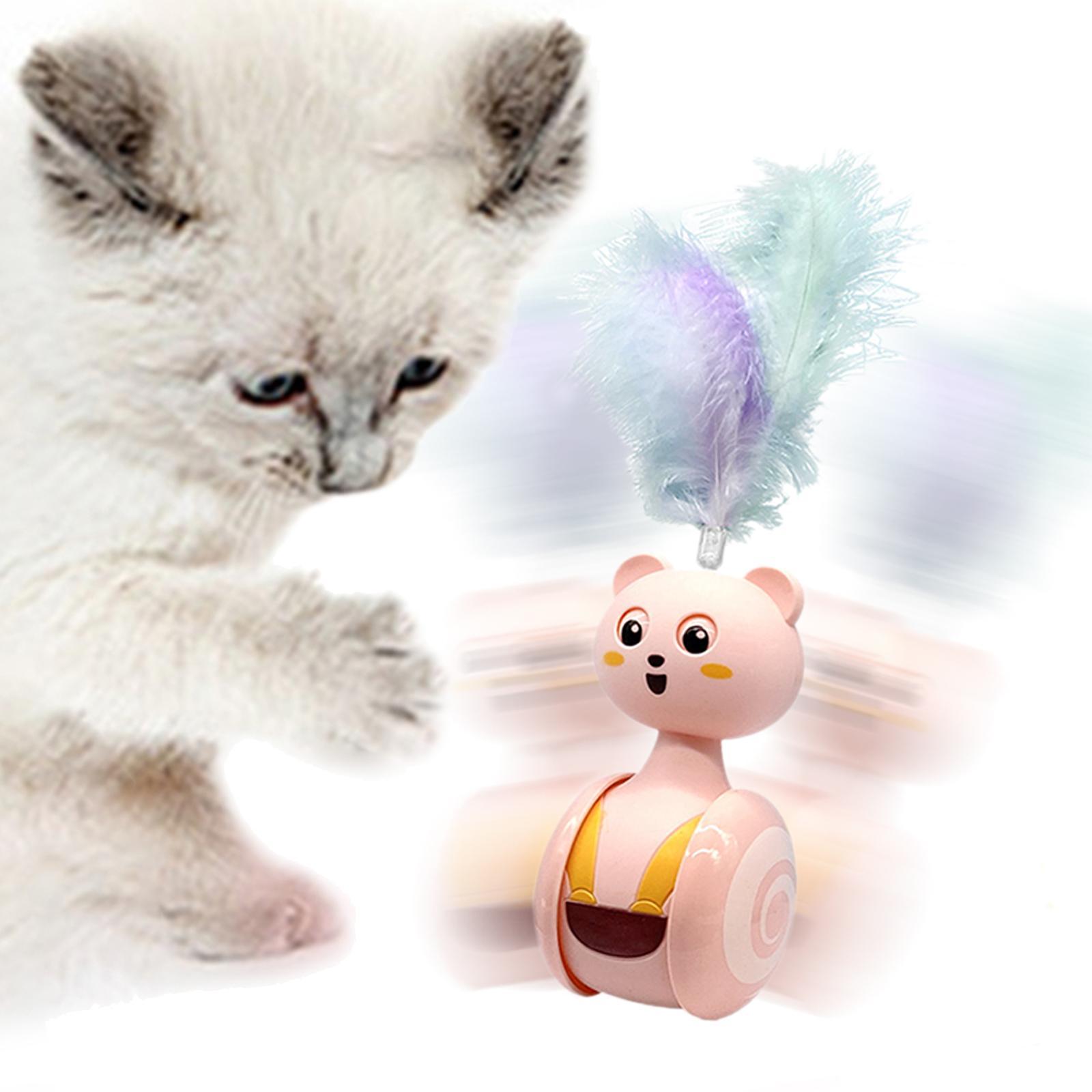 Cat Toys Funny Automatic Rotating Cat Tumbler Feather Pink