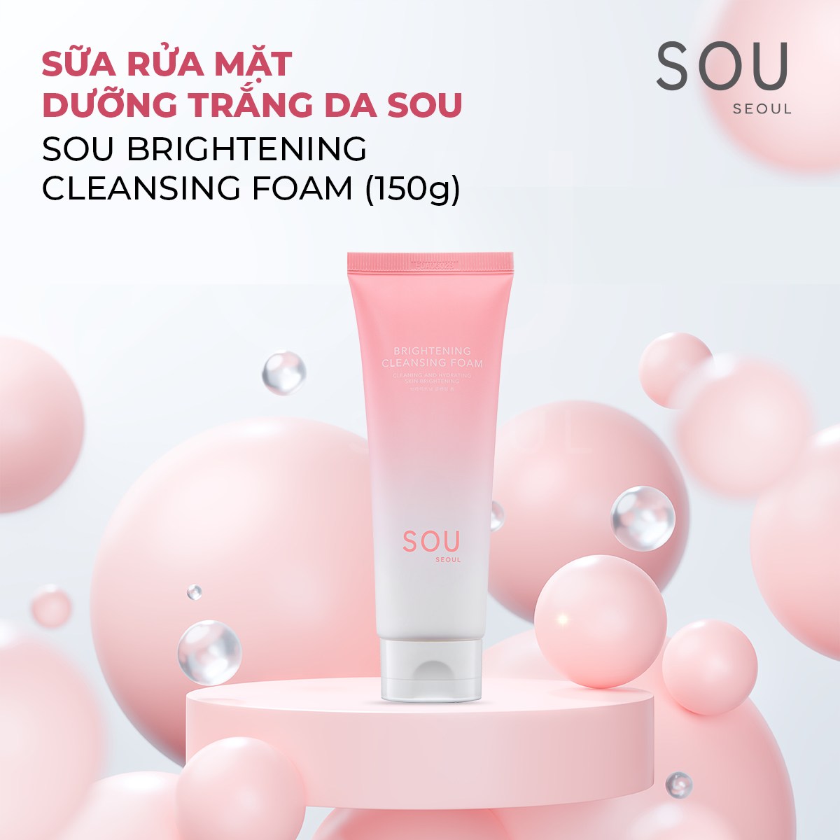 Sữa Rửa Mặt Dưỡng Trắng Da SOU - SOU Brightening Cleansing Foam 150g