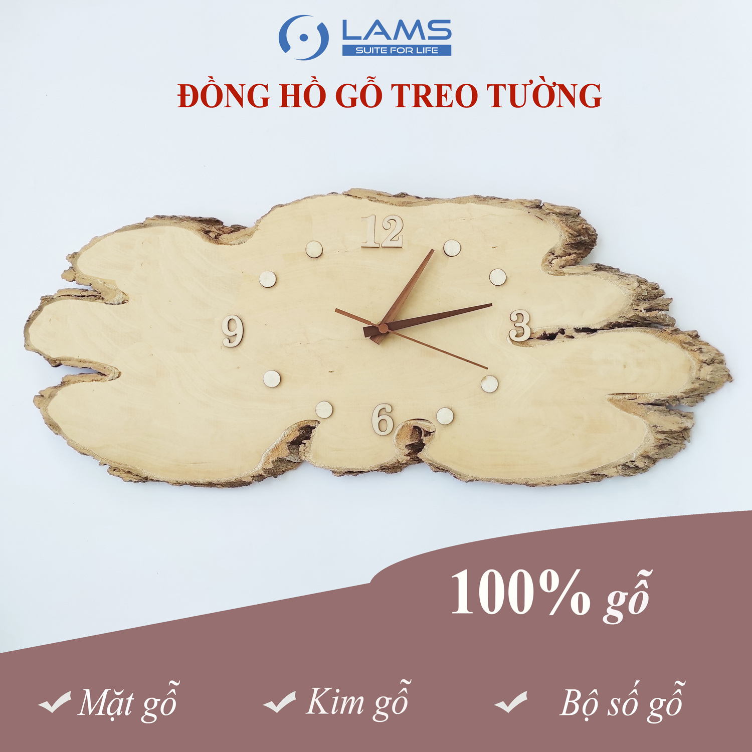 Đồng hồ Gỗ treo tường độc đáo L3060 thiết kế mới