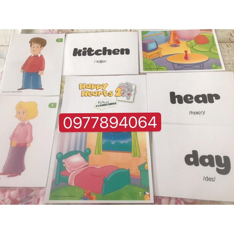 Flashcards Happy Hearts 2 ép plastic bền đẹpgiáo cụ dạy học phải có cho giáo viên Tiếng Anh️