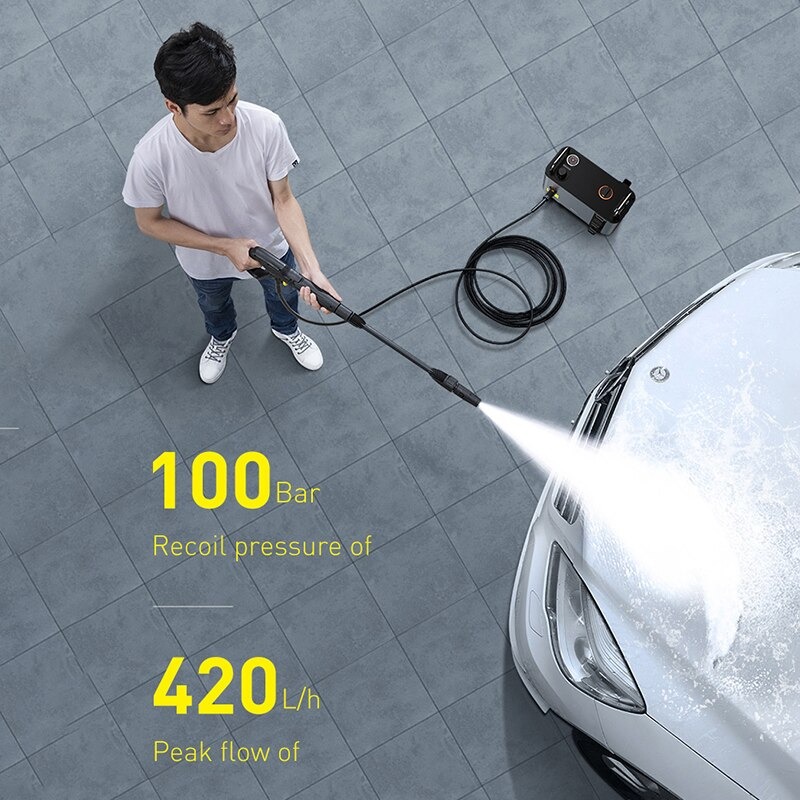 Bộ vòi xịt và máy nén rửa xe Baseus F1 Car Pressure Washer US Tarnish ( 1300W, 100psi, IPX5) - Hàng Chính Hãng