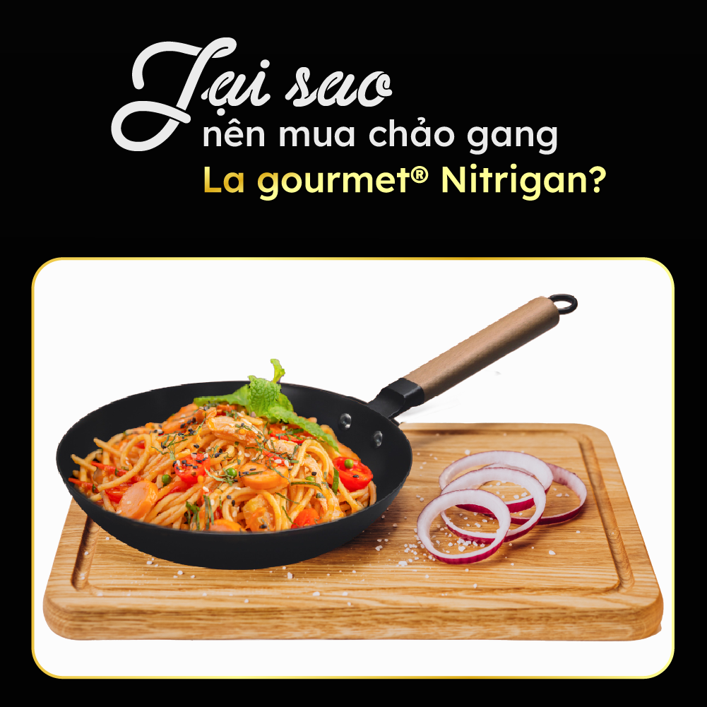 Chảo gang đúc công nghệ mới La gourmet Nitrigan™ 20cm cạn 0.8L - 367488 (tốt cho sức khỏe, siêu bền)