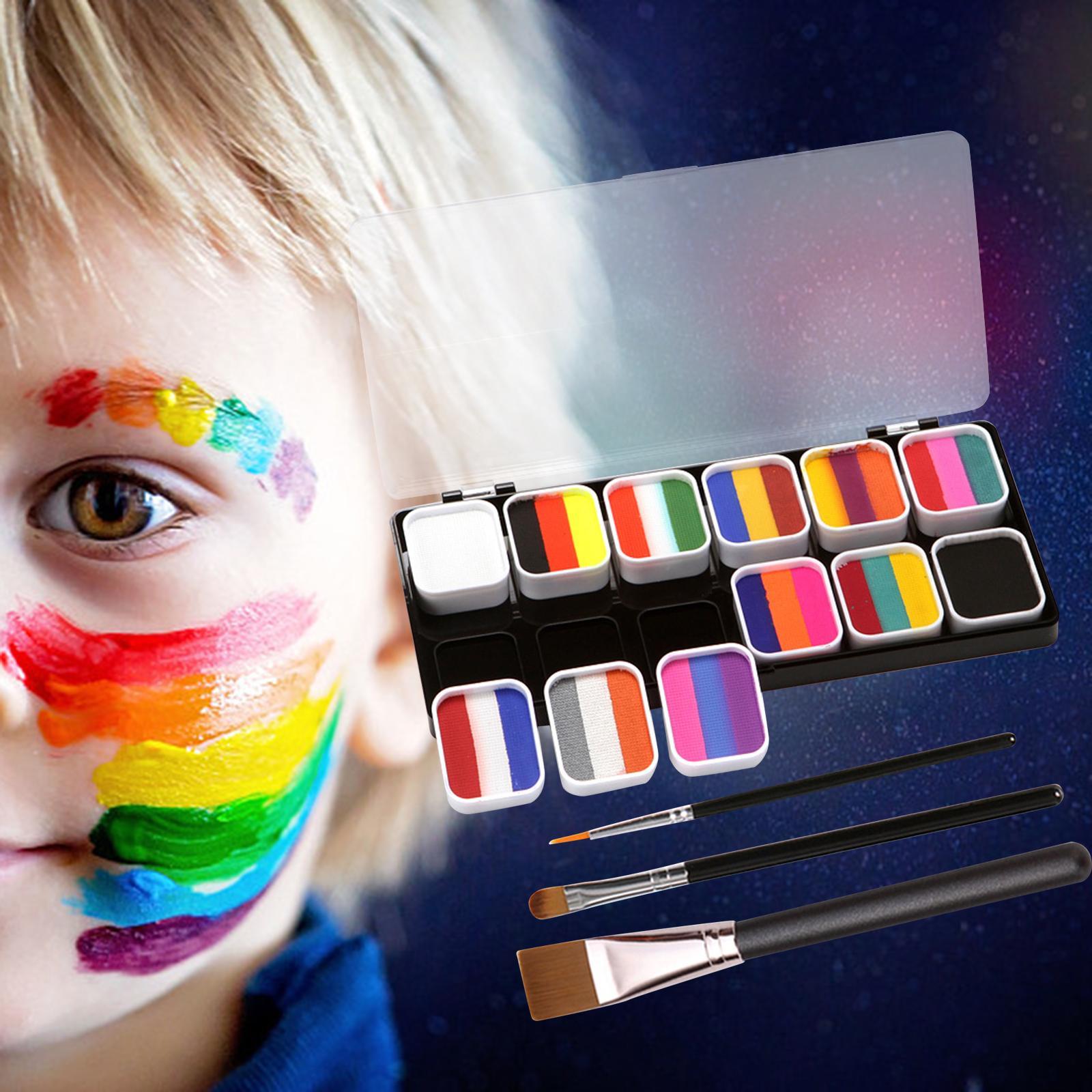 Professional Face Body Paint Kit 3 Brushes Painting Facepaint Party