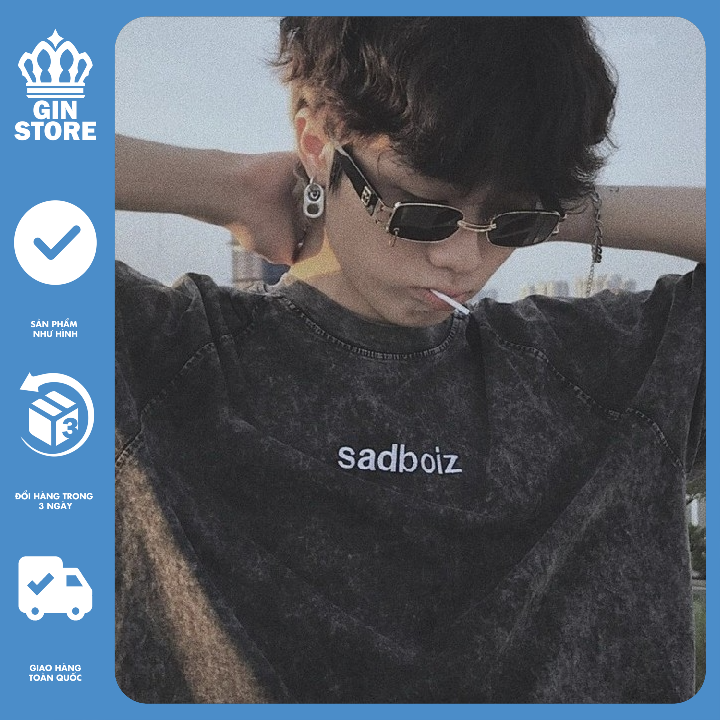 Áo thun trơn tay lỡ Sad Boiz DUSTY SIGNATURE , Tee basic form rộng local brand unisex , oversize chất liệu cotton dày dặn - Gin Store