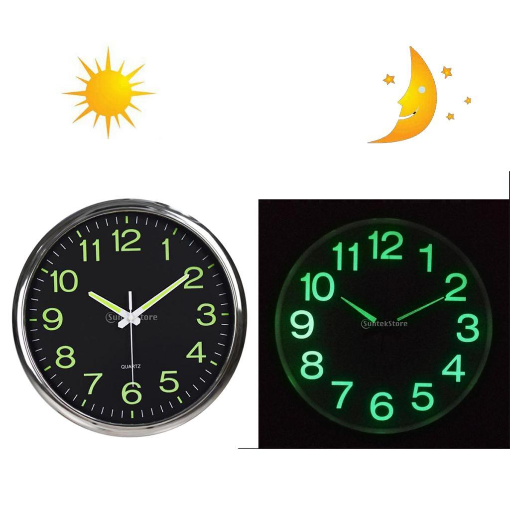 3x12'' Modern Luminous Large Quartz Wall Clock Glow In The Dark Bedroom Office