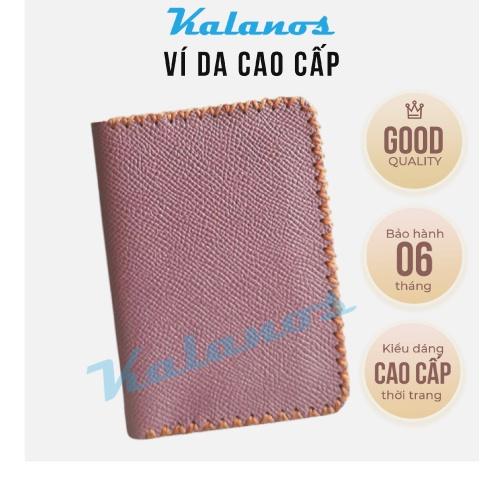 Ví nữ mini nhỏ may tay da bò cao cấp Kalanos KBNU500 -Tim tặng kèm hộp sang trọng, ví nữ ngắn đẹp đựng tiền thẻ màu tím