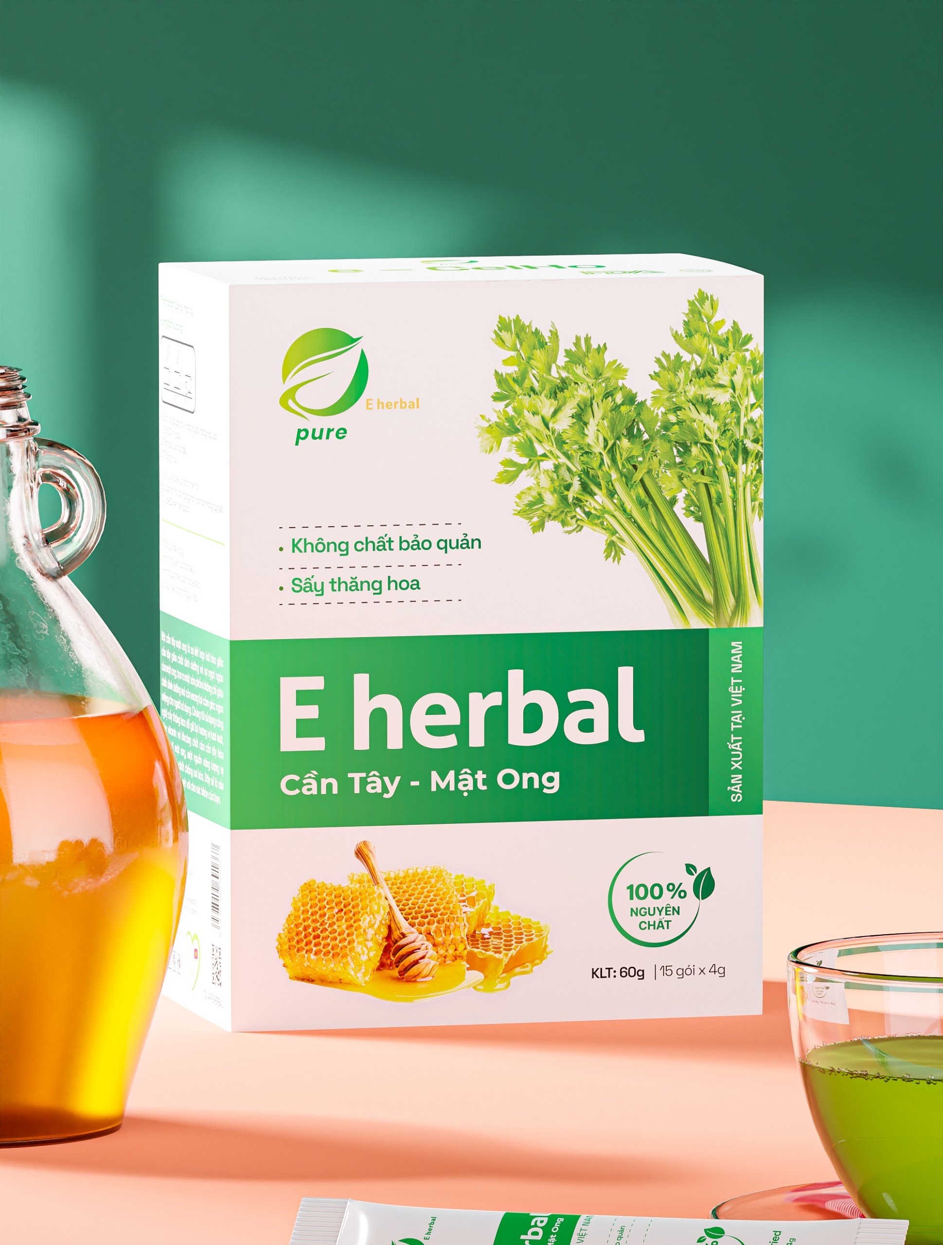 Bột cần tây mật ong (hộp 15 gói x 4gam/gói)
