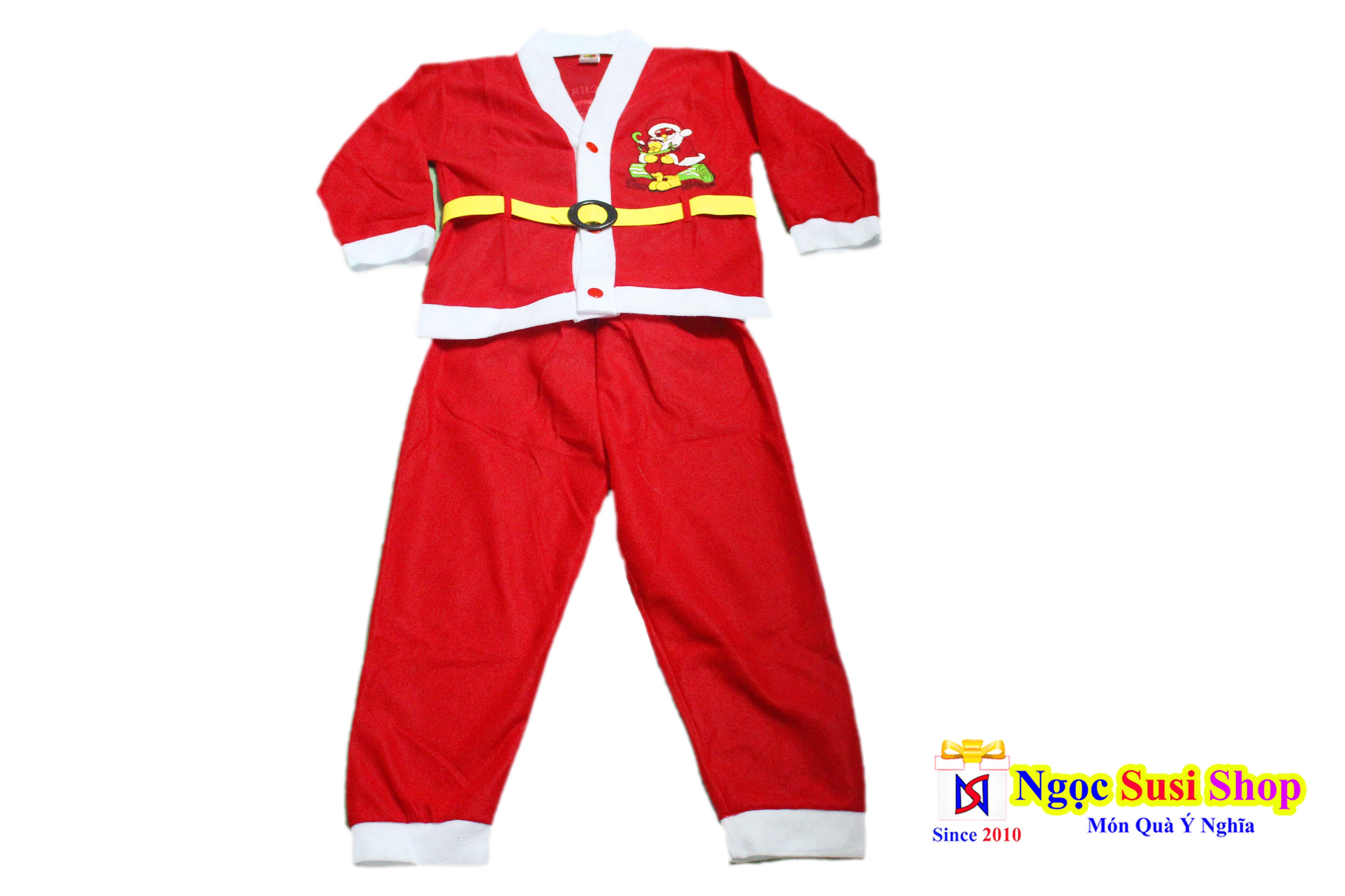 BỘ QUẦN ÁO NOEL CHO BÉ  ĐỒ ÔNG GIÀ NOEL CHO BÉ TỪ 1 - 10 TUỔI CHẤT VẢI NỈ - TRANG PHỤC NOEL GIÁNG SINH