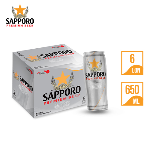 Combo 02 thùng Bia Sapporo Premium - 6 lon 650ml