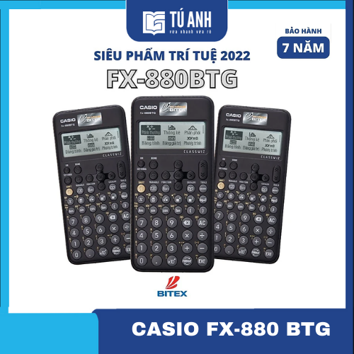 Máy tính học sinh Casio Fx-880BTG màu đen dành cho học sinh cấp 2 cấp 3 lớp 6 đến lớp 12 chuyên dụng mang vào phòng thi