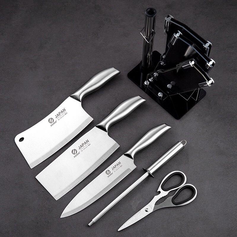 Bộ dao kéo nhà bếp nhật bản 6 món cao cấp chính hãng inox chống gỉ tặng kèm khay để dao kéo AZPVN17468