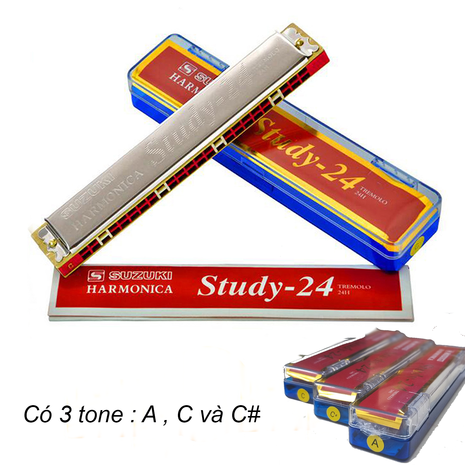 Kèn Harmonica Tremolo Suzuki Study 24 - Hàng chính hãng