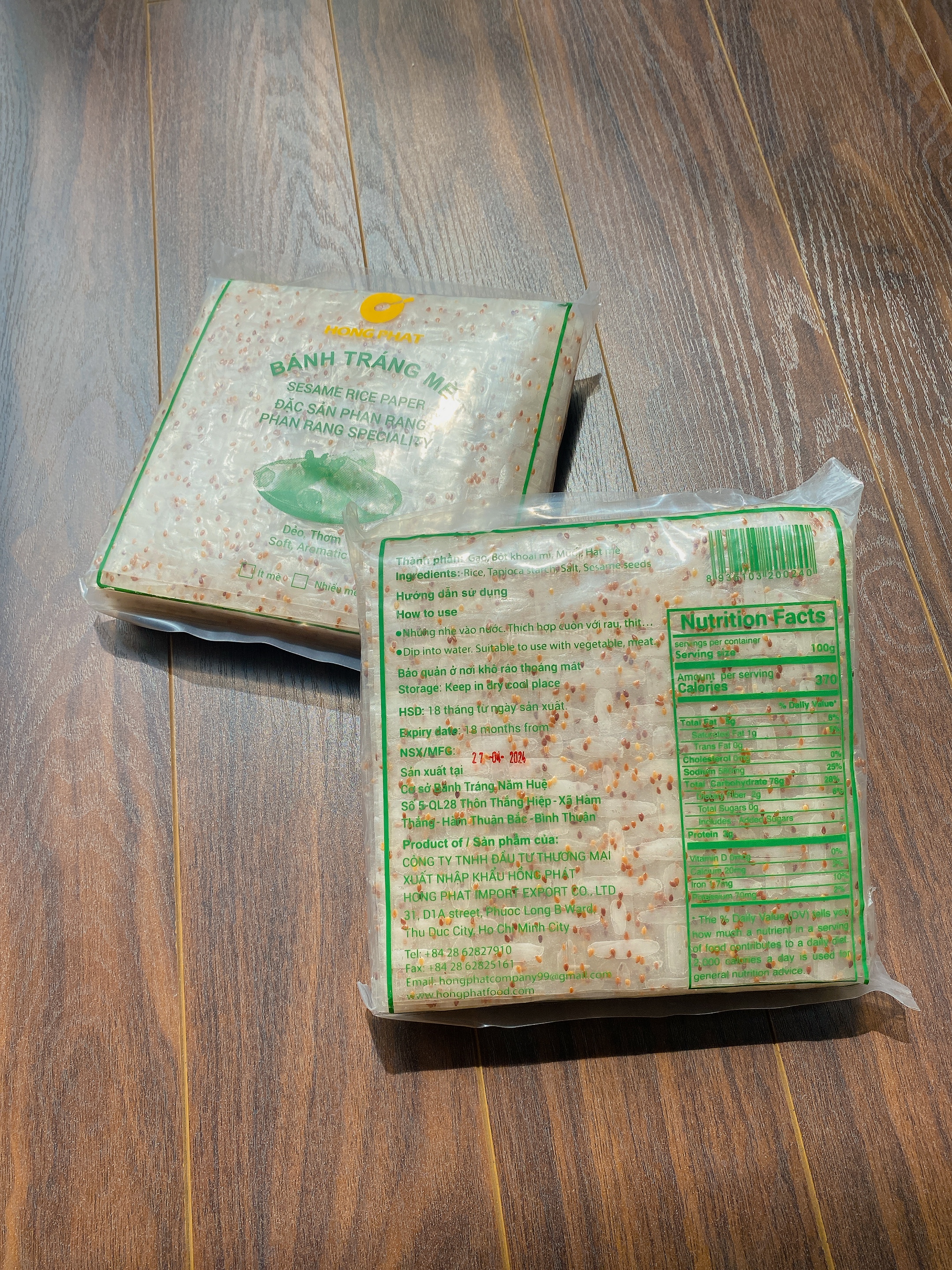 Combo 10 Bánh tráng mè 400g/gói (Bánh tráng mè, bánh tráng gỏi cuốn mè Hồng Phát đặc sản Phan Rang)