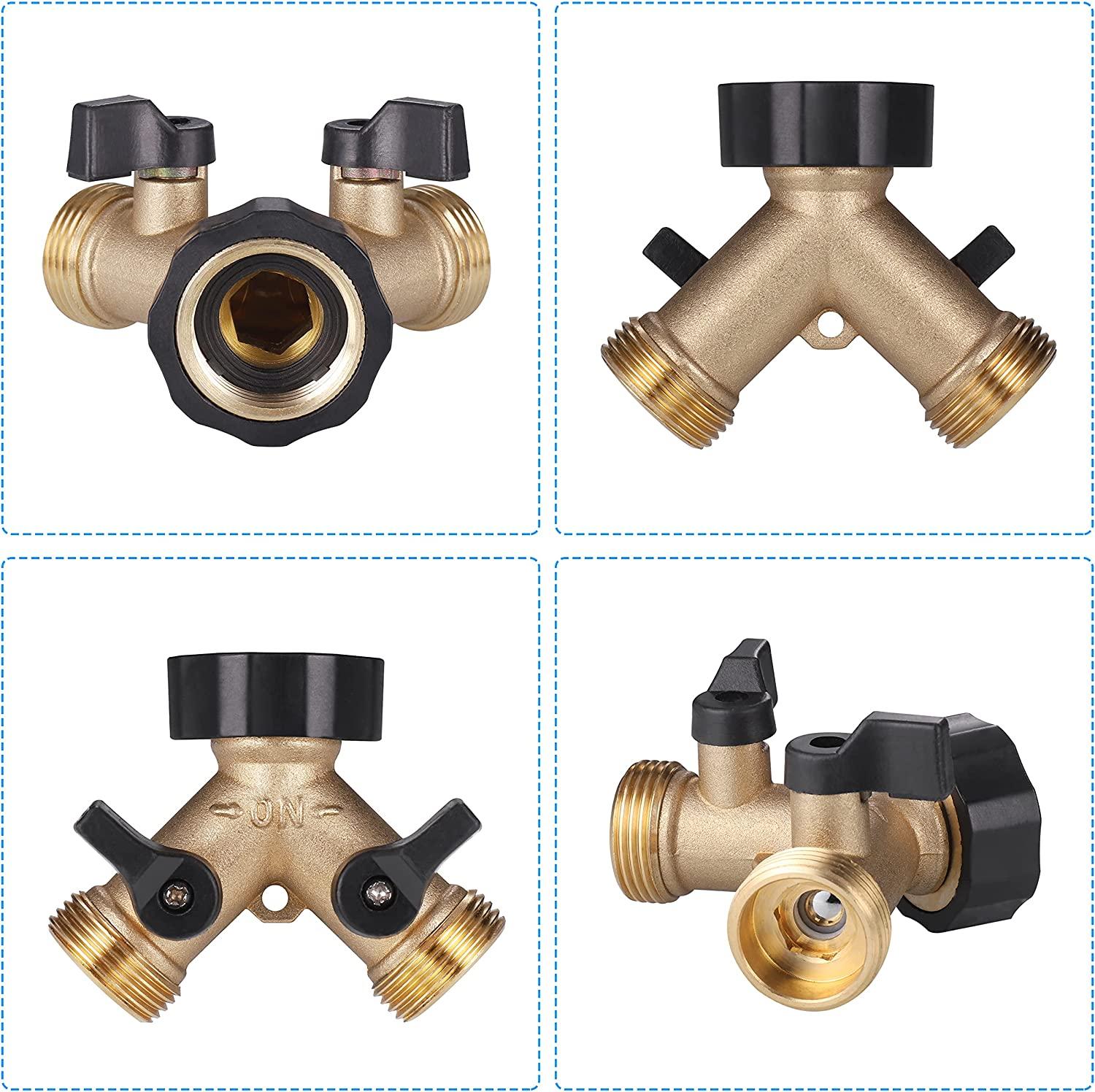 Vòi máy giặt đôi, Bộ chia vòi vườn bằng đồng thau, Đầu nối chữ Y, 3/4 inch để kết nối 2 thiết bị, Vòi đầu ra đôi cho vòi vườn, Bộ chuyển đổi vòi