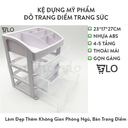 Kệ Đựng Mỹ Phẩm Đồ Trang Điểm Trang Sức 4 Tầng Ngăn Kéo Tiện Dụng