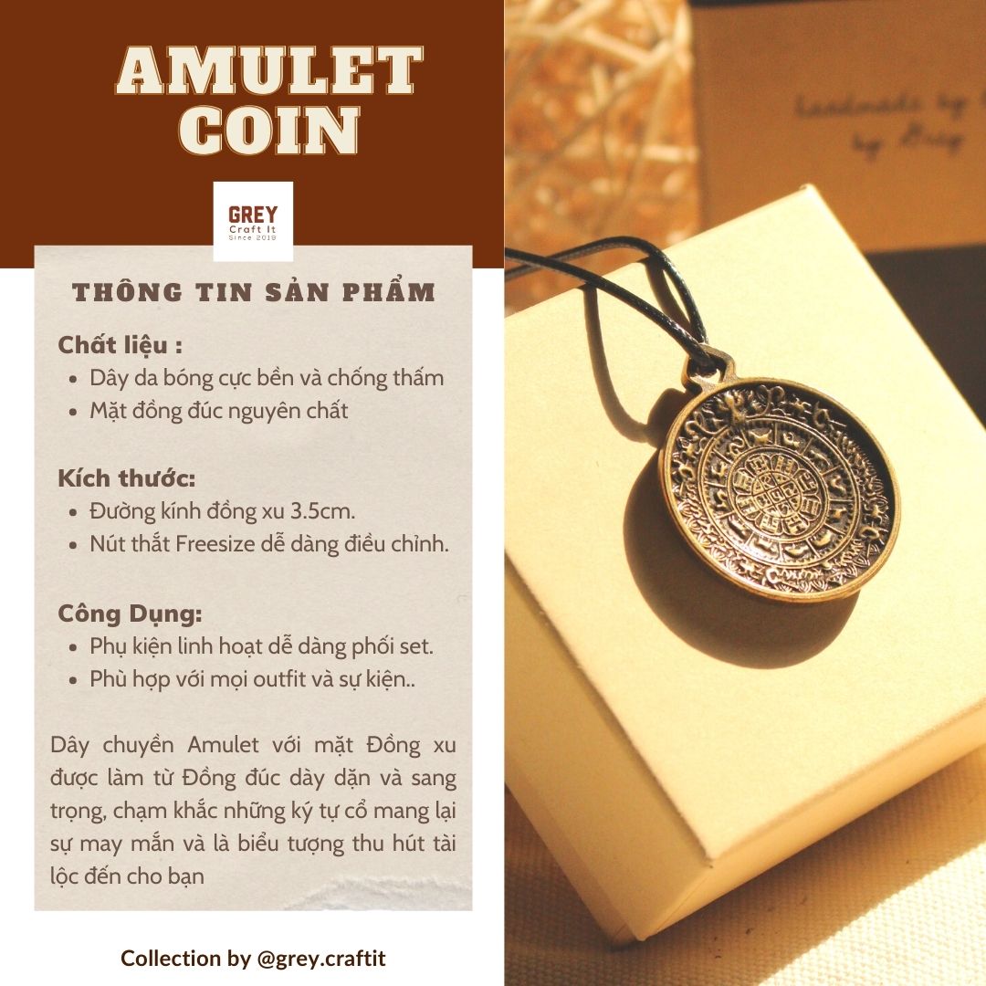 Dây chuyền Đồng xu may mắn Amulet Pendant | Sang trọng và chiêu tài lộc | Handmade & Freeship Đổi trả