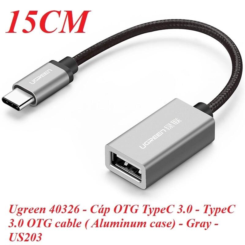 Ugreen UG40326US203TK 15Cm màu Đen Dây USB Type-C hỗ trợ OTG - HÀNG CHÍNH HÃNG