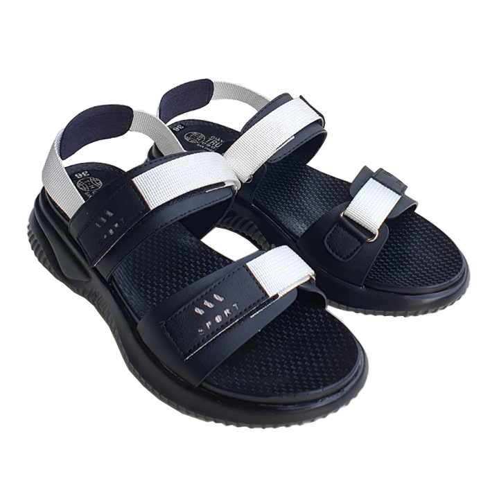 Giày sandal nữ đế bằng cao 4.5cm màu đen Trường Hải Thời trang nữ cao cấp 