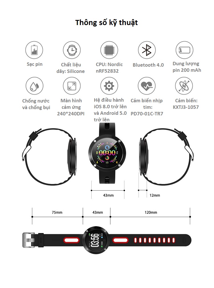 Đồng hồ thông minh theo dõi sức khỏe DM58 Plus - Hàng nhập khẩu