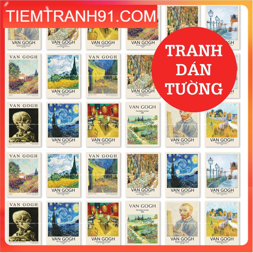 Set 5 tranh dán tường, chất liệu fomex dày 5cm, tranh canvas chủ đề Van Gogh, đính sẵn keo 2 mặt tiện dụng