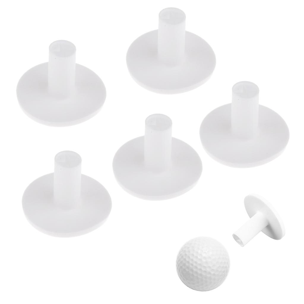 5Pcs/Set Rubber Golf Tees Holder Golf Tee Driving Range Practice Mat 35mm Durable Golfer Accessories Training Tool - White