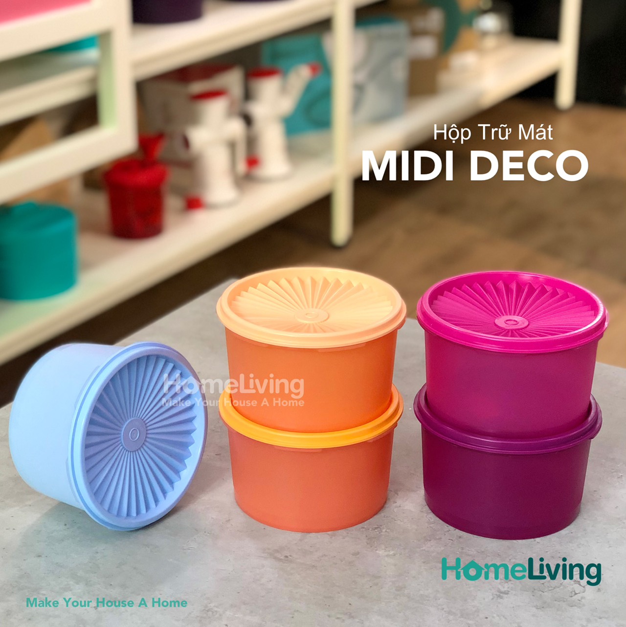 Bộ Trữ Mát &amp; Mát Tupperware Midi Deco Set 5