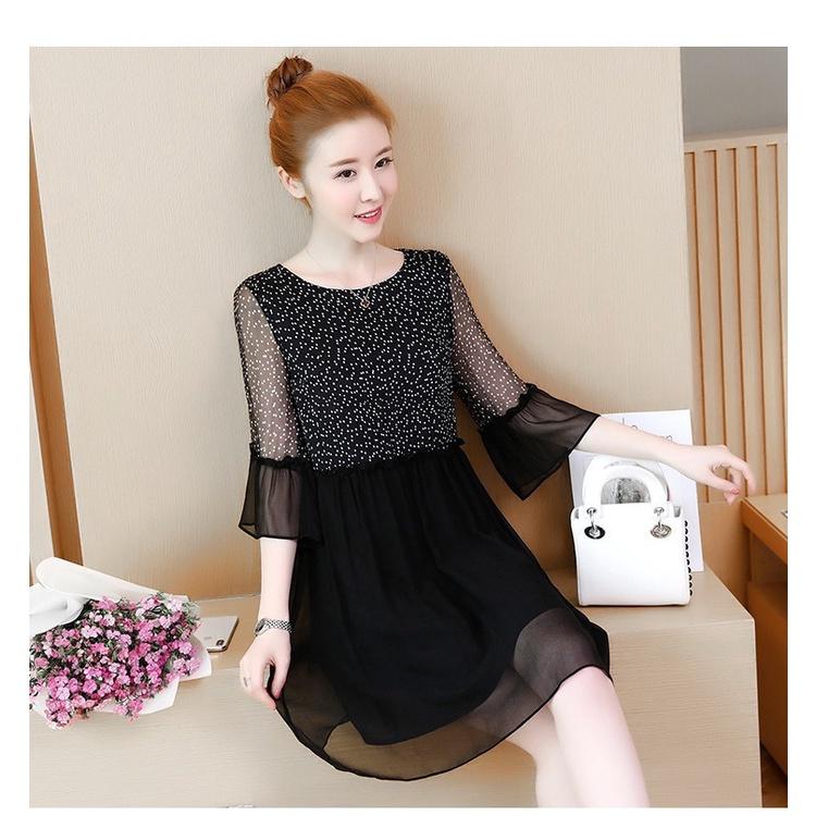 Đầm Voan Suông Xòe Xếp Ly Chấm Bi Cực Xinh BY1134