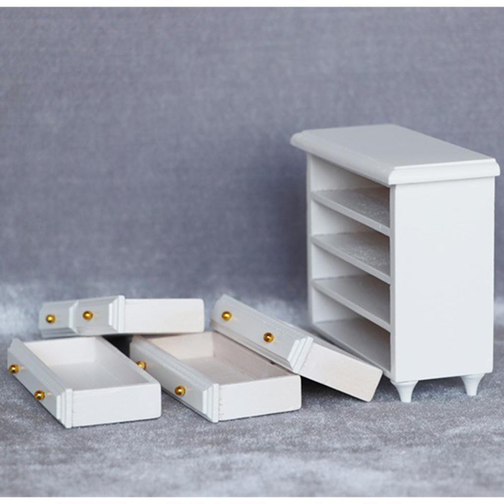 1:12 Miniature Doll Furniture Wooden Bedroom Dollhouse Bedside Cabinet