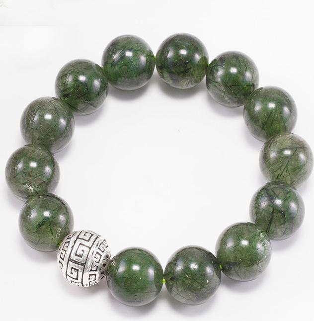 Vòng Tay Đá Thạch Anh Tóc Xanh Phối Charm Bạc  Ngọc Quý Gemstones
