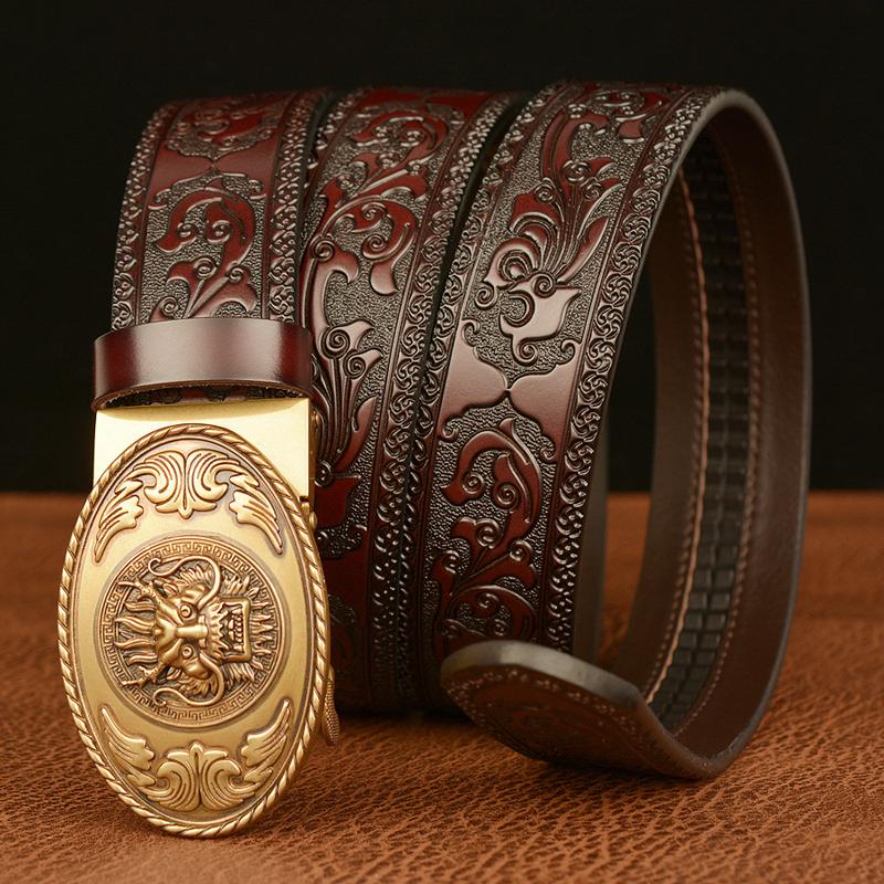 Rồng Thiết Kế Dây Cho Nam Retro Khóa Tự Động Nghệ Thuật Và Hàng Thủ Công Thắt Lưng Nam Da Bò Thật THẮT NƠ EO Danh Dự Dây Đeo